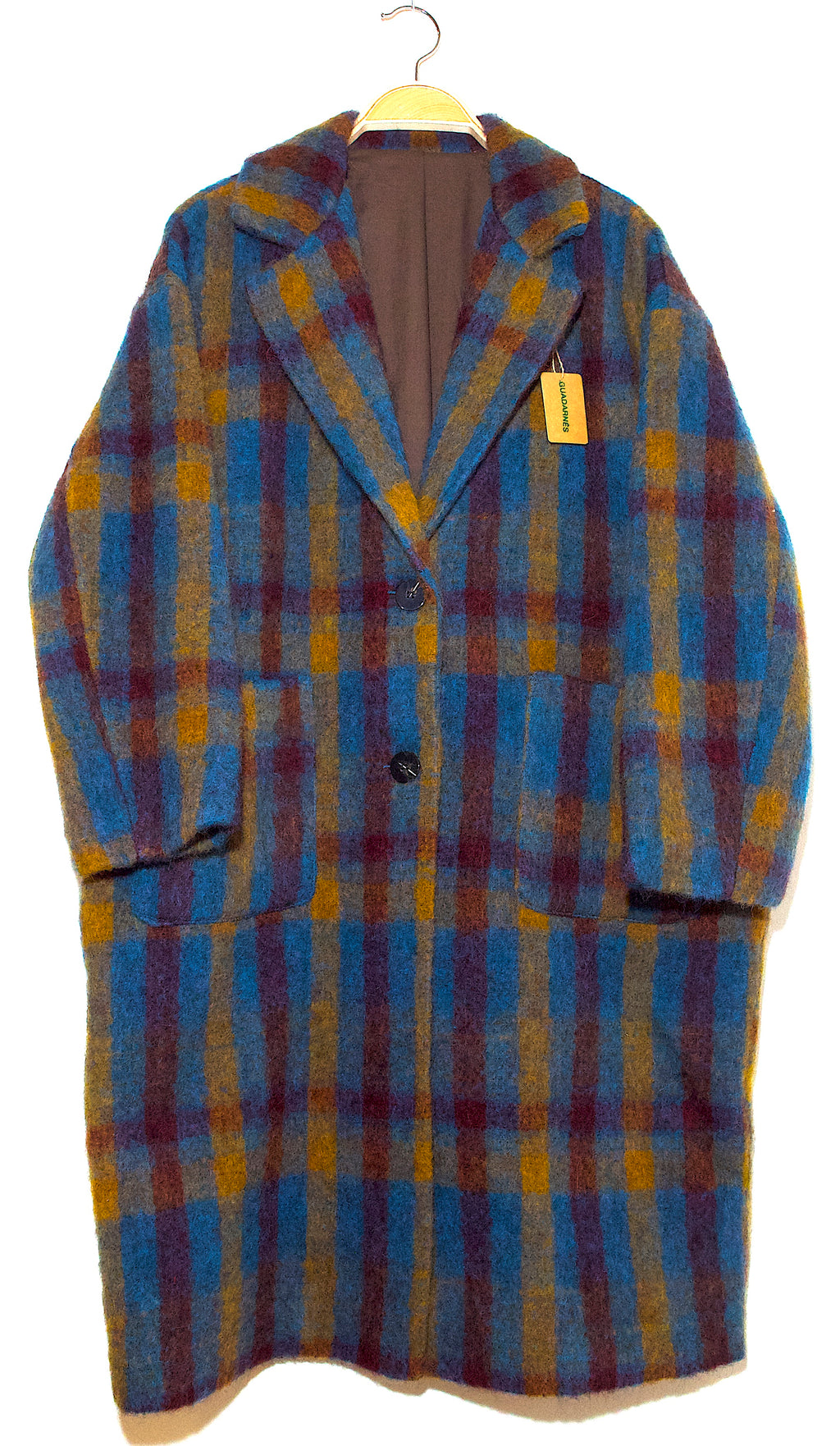 Abrigo largo con lana a cuadros