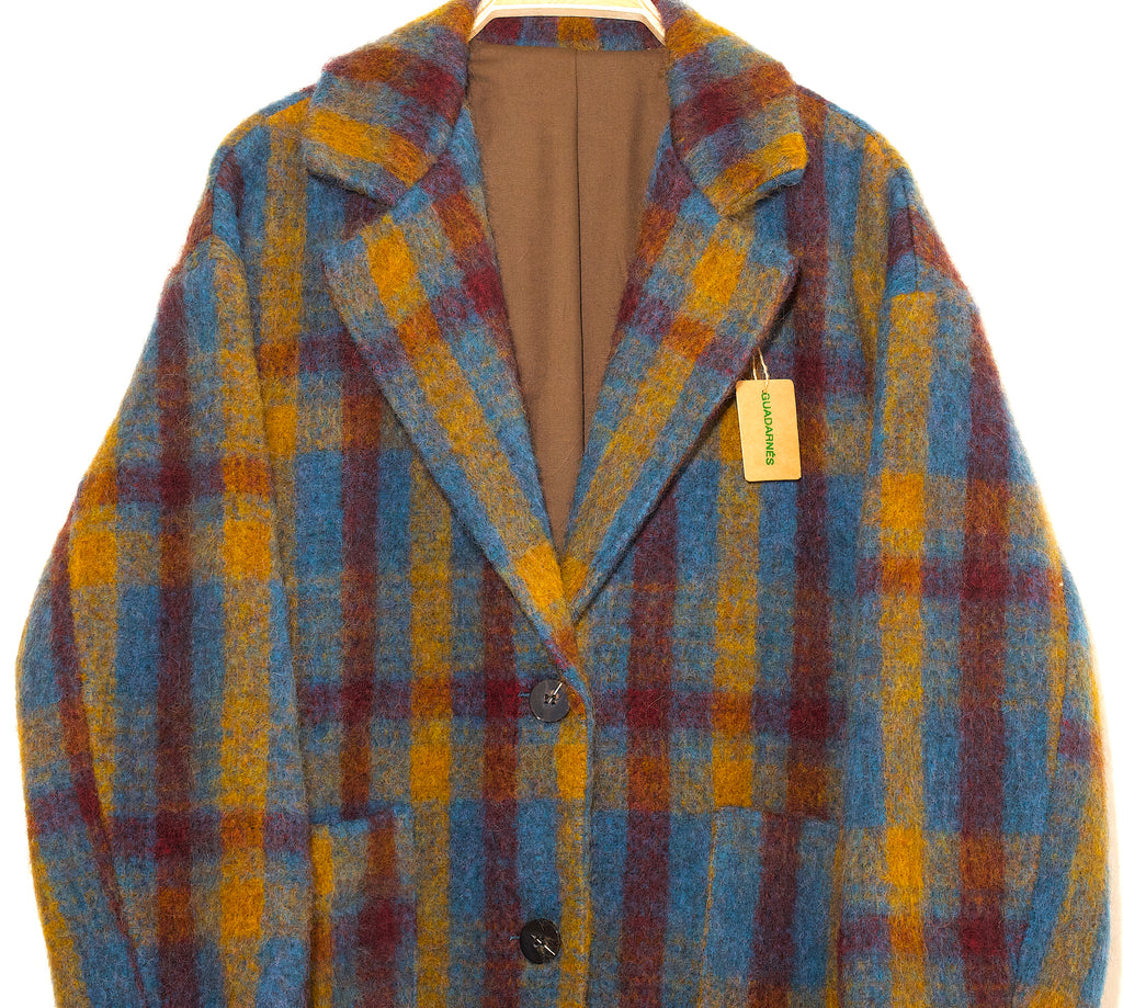 Abrigo largo con lana a cuadros