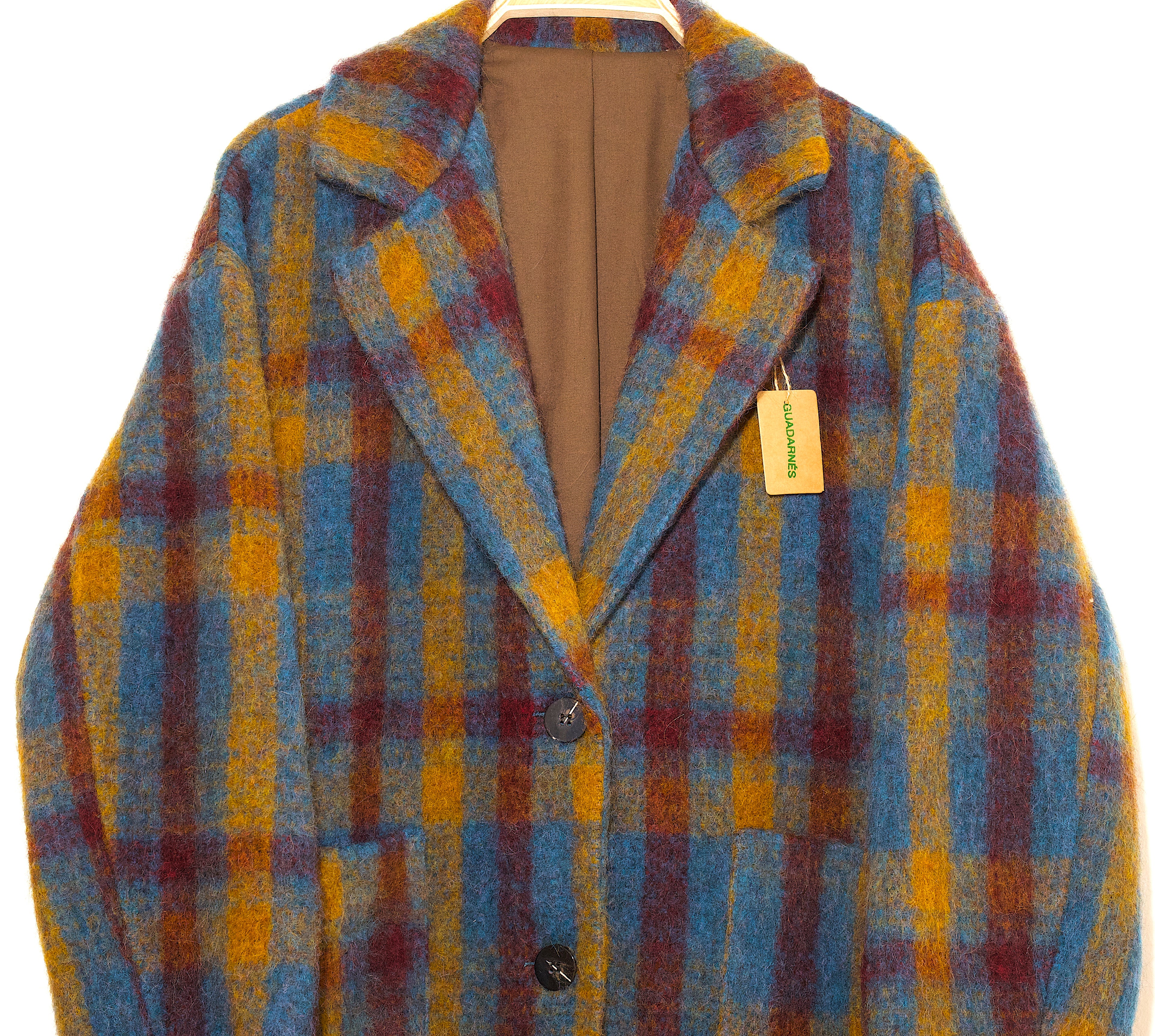 Abrigo largo con lana a cuadros